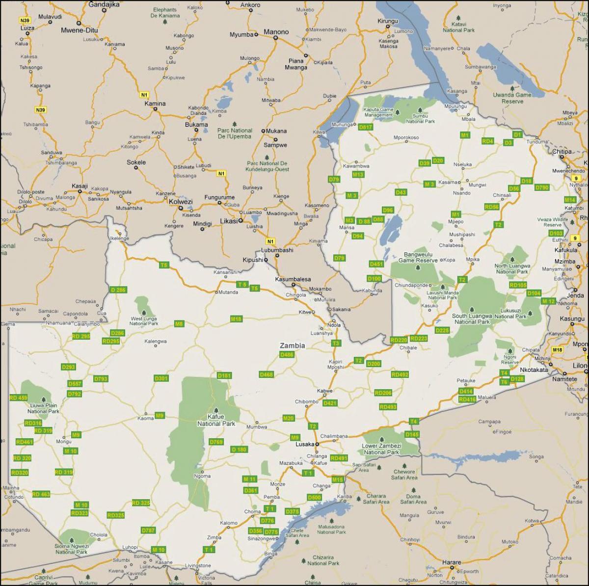Zemljevid za podrobni Zambija