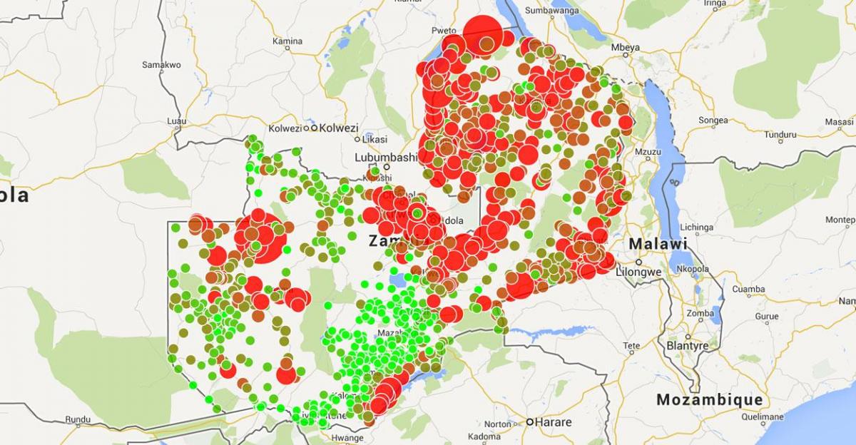 Zemljevid Zambija malarija