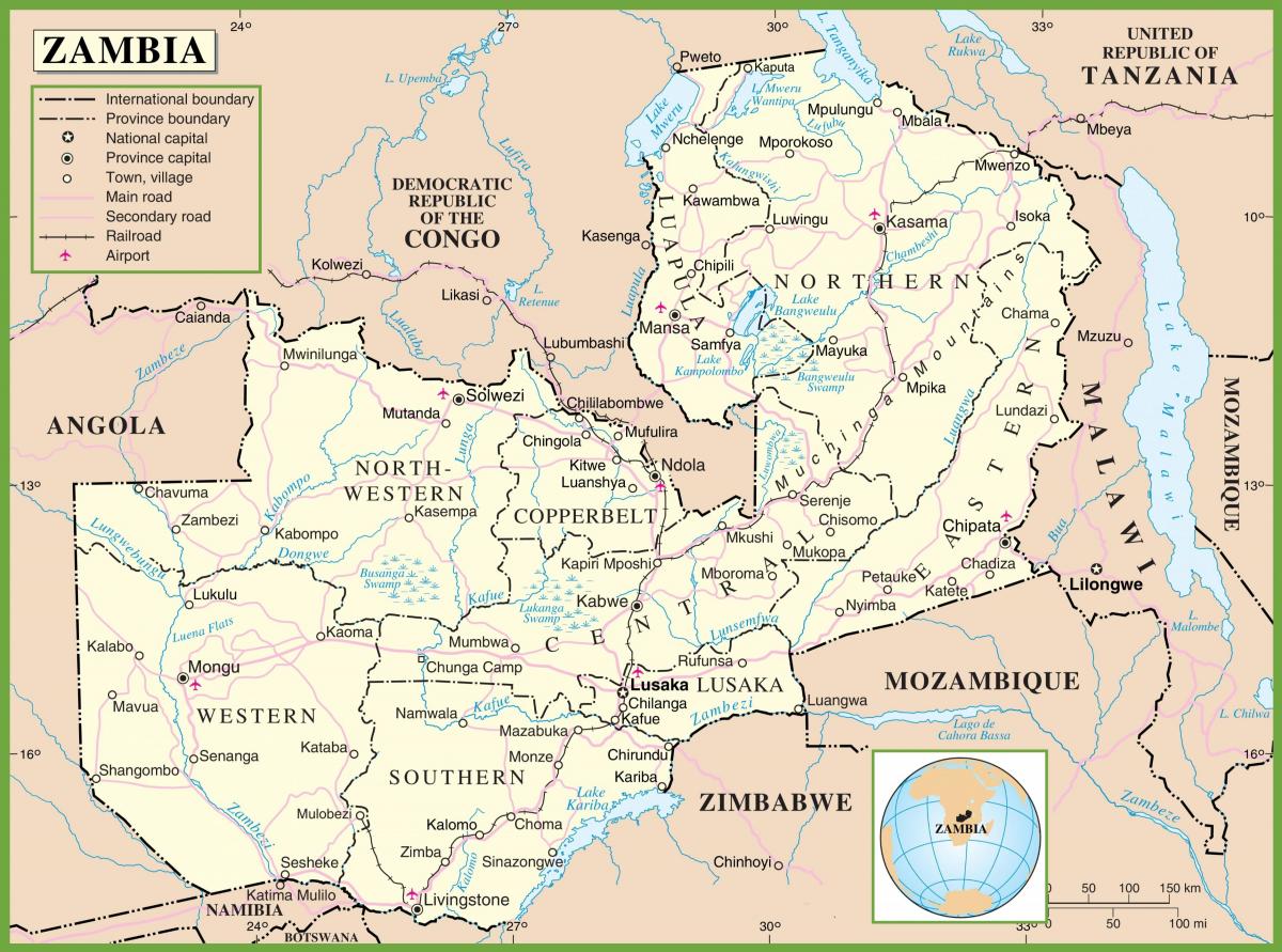 zemljevid Zambija