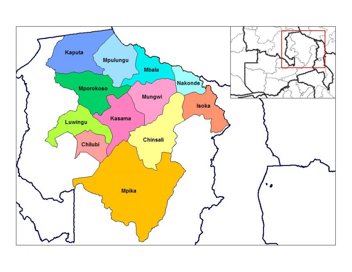 Zemljevid severne province Zambija