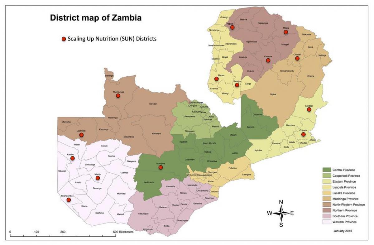 Zambija okolišev posodobljen zemljevid