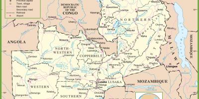 Zemljevid politične Zambija