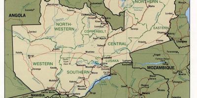 Zambija fizikalne lastnosti zemljevid
